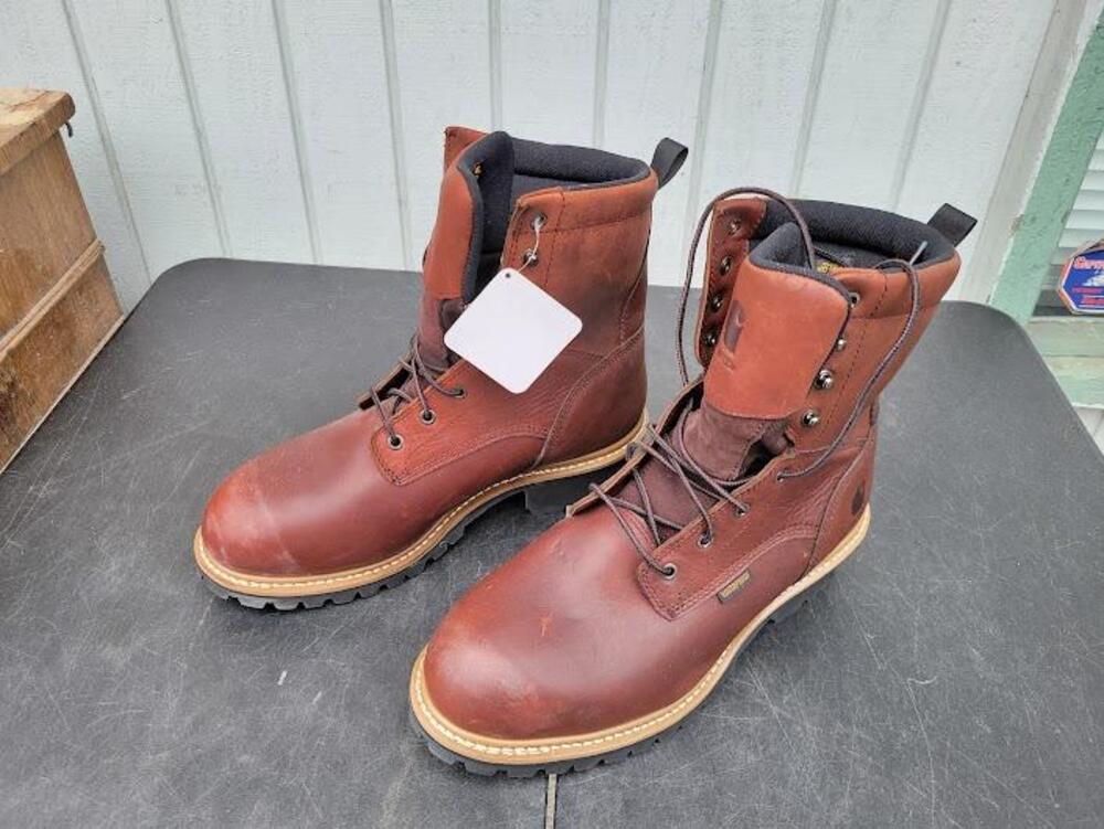 Carhartt Boots Mens Size 11.5 Brown Leather Combat Work Lace Up Waterproof 3691